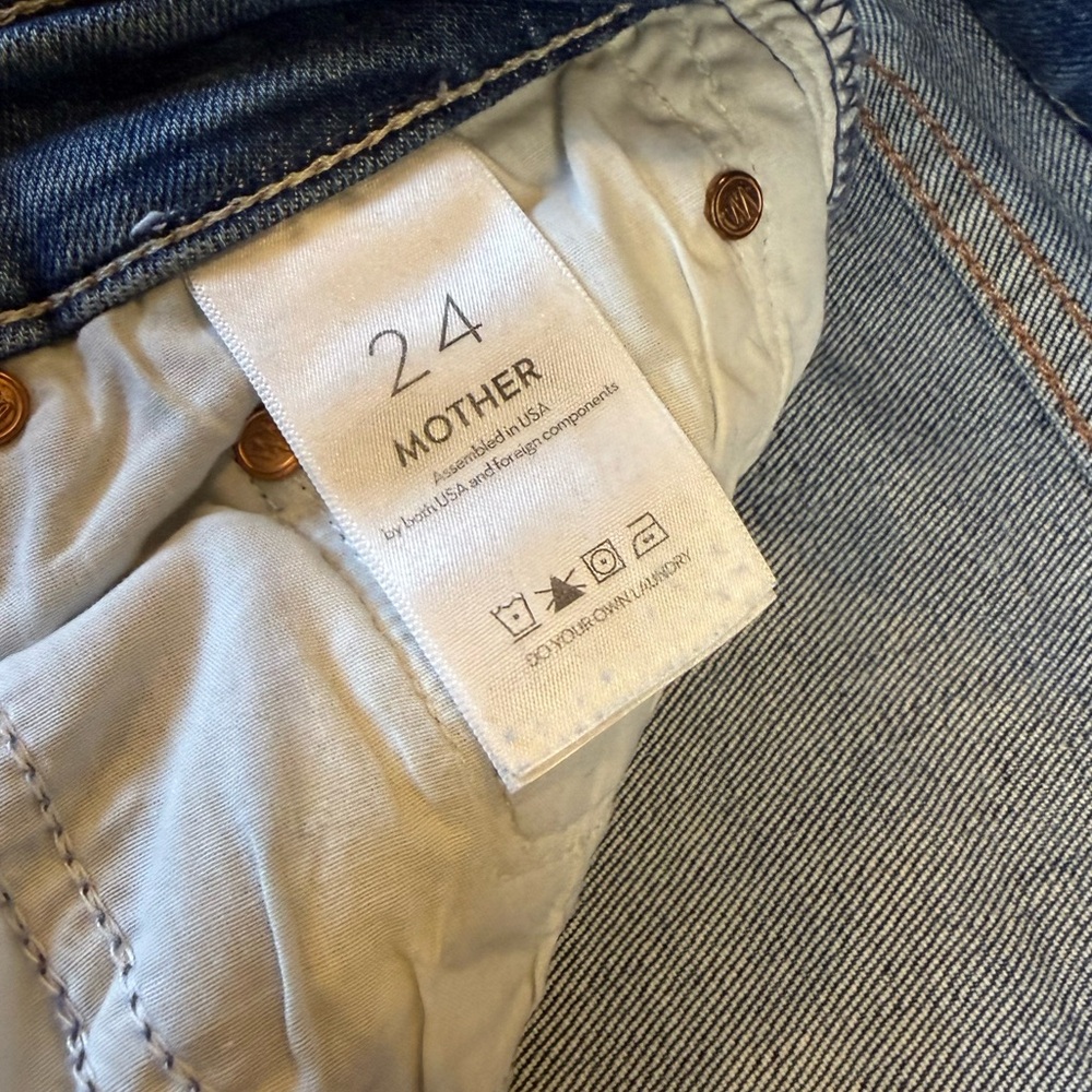 Mother Distressed Straight Leg Jeans Size 24 - Picture 8 of 12